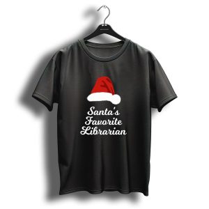 Santas Favorite Librarian Christmas Santa Hat T Shirt