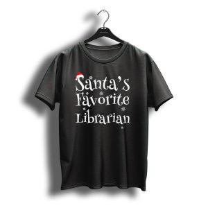 Santa'S Favorite Librarian Christmas Snowflakes Hat T-Shirt