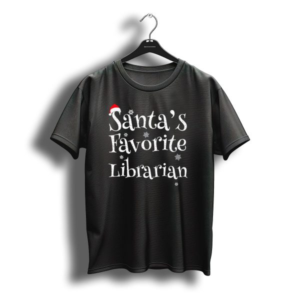 Santas Favorite Librarian Christmas Snowflakes Hat T Shirt t shirt 1