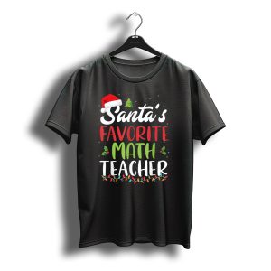 Santa'S Favorite Math Teacher Christmas Lights Holiday Spirit T-Shirt