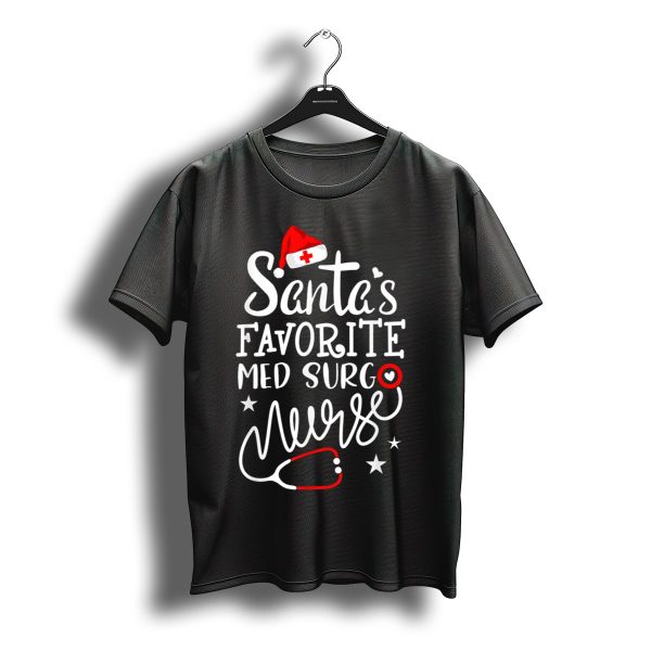 Santas Favorite Med Surg Nurse Christmas Hat Stethoscope T Shirt t shirt 1