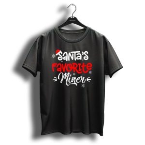 Santas Favorite Miner Christmas Snowflakes Santa Hat T Shirt