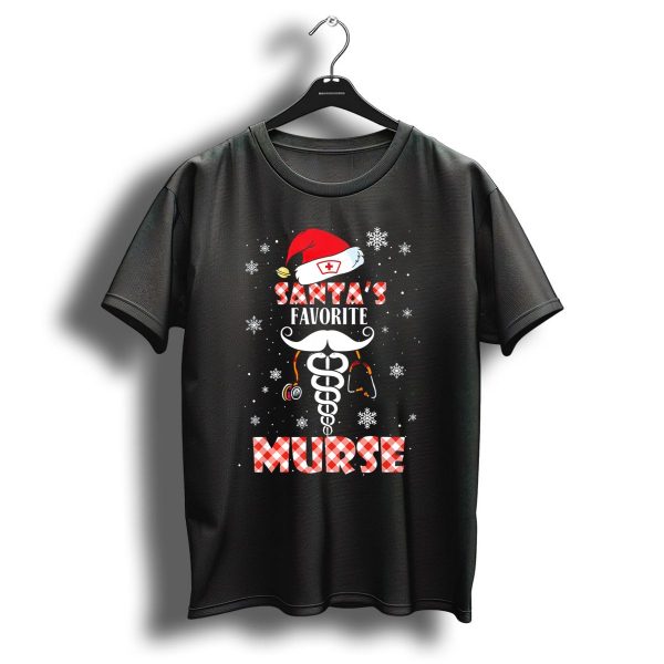 Santas Favorite Murse Christmas Nurse Santa Hat Snowflakes Stethoscope T Shirt 1 t shirt 1