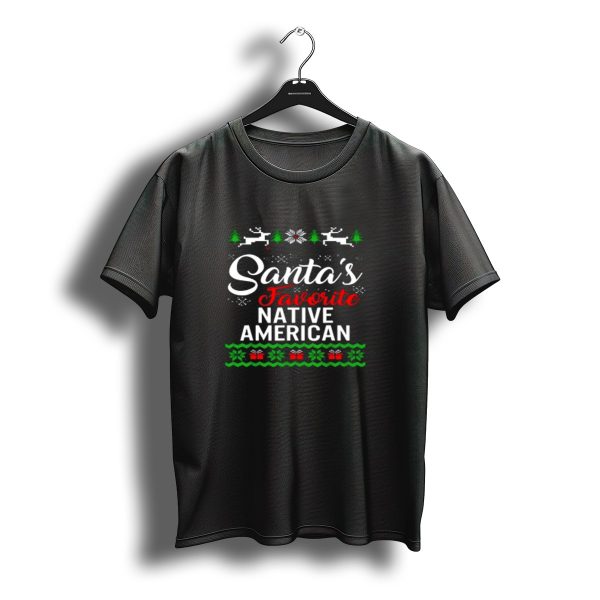 Santas Favorite Native American Christmas Reindeer Trees Snowflakes Presents T Shirt t shirt 1