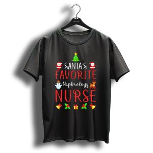 Santas Favorite Nephrology Nurse Christmas Tree Snowman Reindeer Ornaments T-Shirt