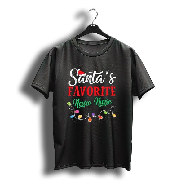 Santas Favorite Neuro Nurse With Christmas Lights And Snowflakes T Shirt t shirt 1