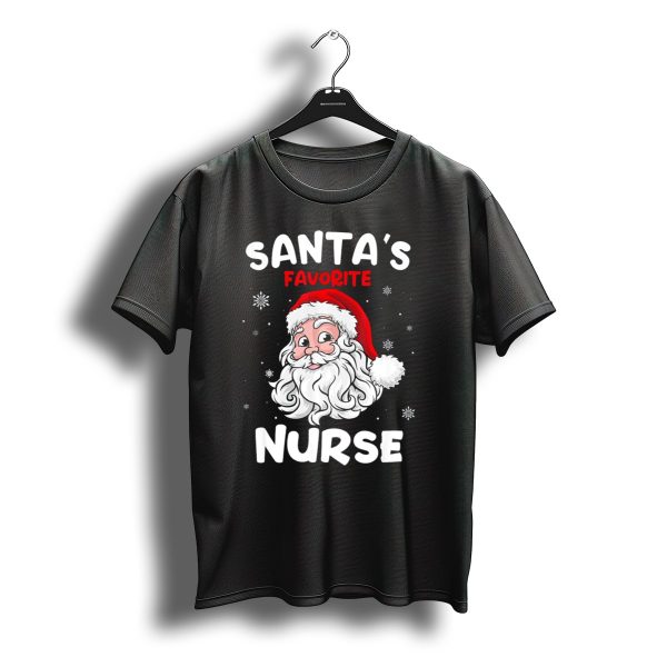 Santas Favorite Nurse Christmas Co Snowflakes Santa Hat T Shirt t shirt 1