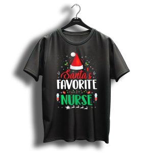 Santas Favorite Nurse Christmas Hat And Syringe Festive T-Shirt