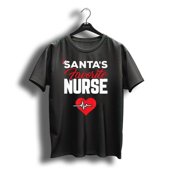 Santas Favorite Nurse Christmas Heartbeat T Shirt t shirt 1