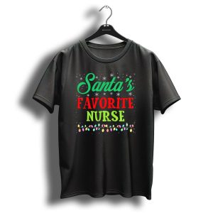Santas Favorite Nurse Christmas Lights Snowflakes T-Shirt