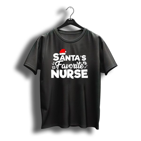 Santas Favorite Nurse Christmas Santa Hat Bandages Syringe T Shirt t shirt 1