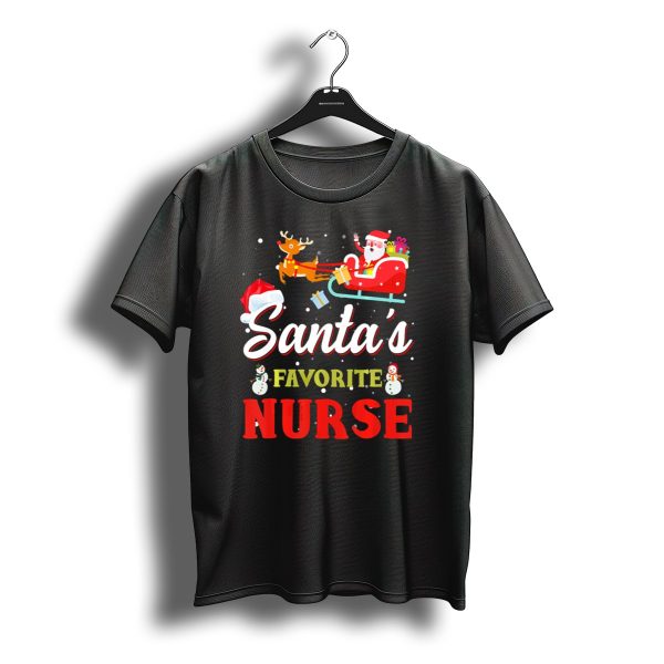 Santas Favorite Nurse Christmas Santa Sleigh Reindeer Snowman T Shirt t shirt 1