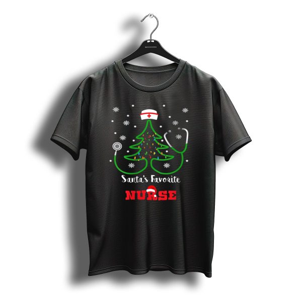 Santas Favorite Nurse Christmas Tree Stethoscope T Shirt t shirt 1