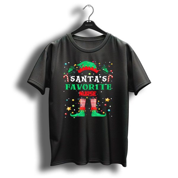 Santas Favorite Nurse Elf Christmas Light Decorations T Shirt 1 t shirt 1