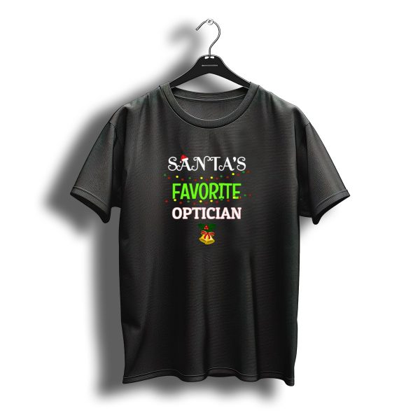 Santas Favorite Optician Christmas Lights Santa Hat Bell T Shirt t shirt 1
