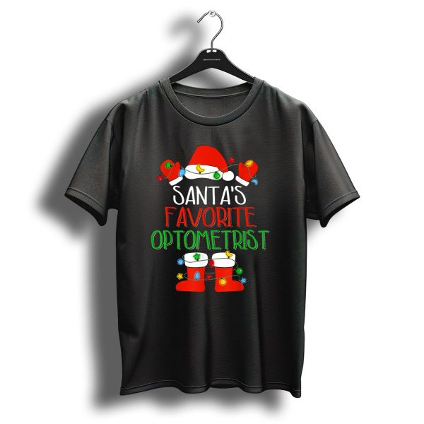 Santas Favorite Optometrist Christmas Hat Boots Gloves Lights T Shirt 1 t shirt 1