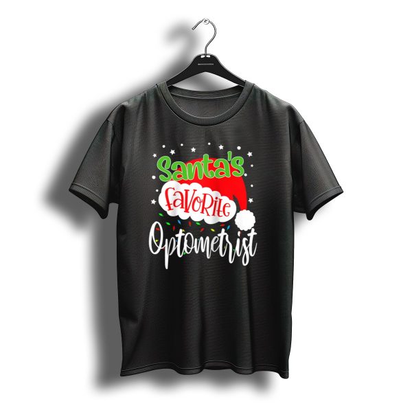 Santas Favorite Optometrist Christmas Santa Hat And Lights T Shirt t shirt 1