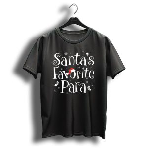 Santas Favorite Para With Christmas Santa Hat And Snowflakes T Shirt