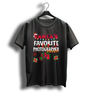 Santas Favorite Photographer Christmas Camera With Festive Decor T Shirt