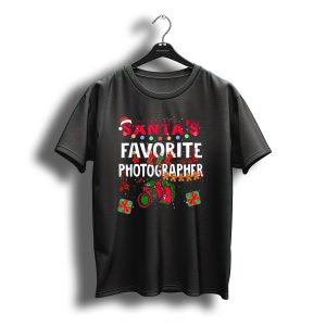 Santa'S Favorite Photographer Christmas Camera With Festive Decor T-Shirt