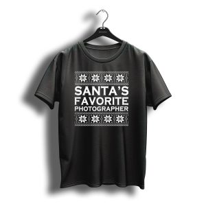 Santa'S Favorite Photographer Christmas Knitted Snowflakes T-Shirt