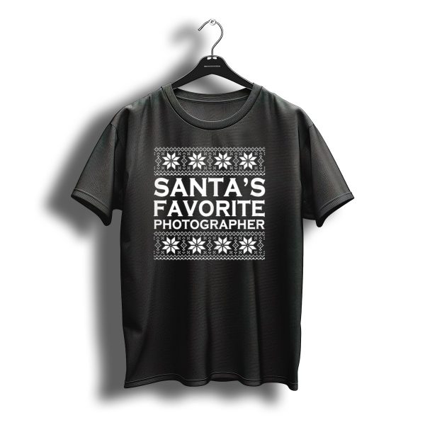 Santas Favorite Photographer Christmas Knitted Snowflakes T Shirt t shirt 1