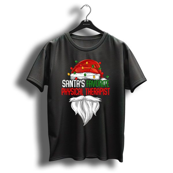 Santas Favorite Physical Therapist Christmas Lights Hat And Beard T Shirt 1 t shirt 1