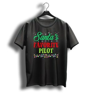 Santas Favorite Pilot Christmas Lights Snowflakes T Shirt