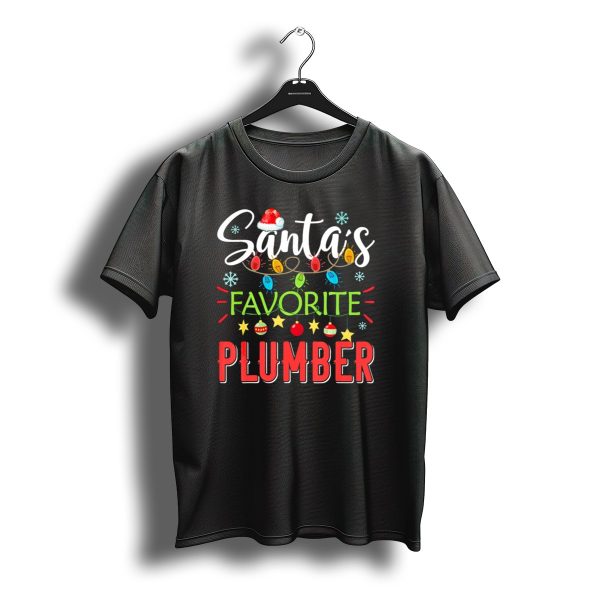 Santas Favorite Plumber Christmas Lights T Shirt t shirt 1