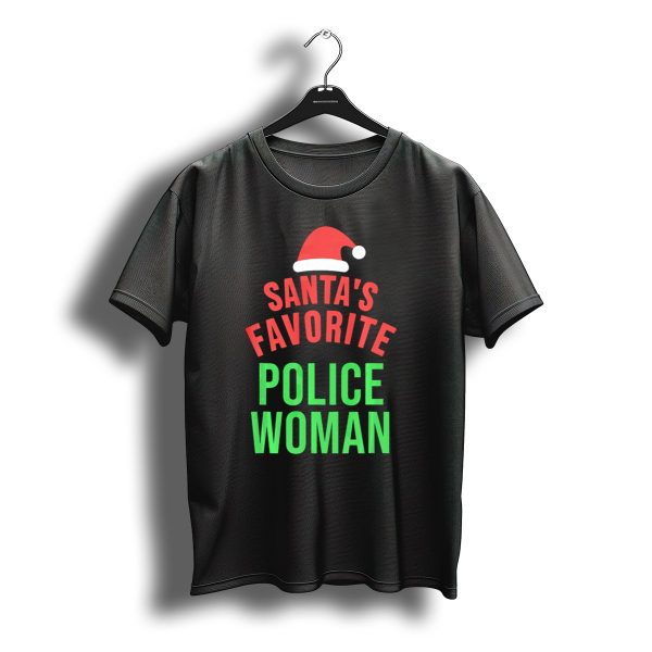 Santas Favorite Police Woman Christmas Hat T Shirt t shirt 1
