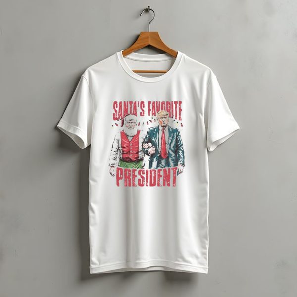 Santas Favorite President Santa Claus And Donald Trump Christmas T Shirt t shirt 1