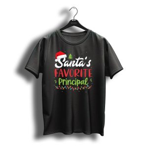 Santa'S Favorite Principal Christmas Lights And Hat T-Shirt