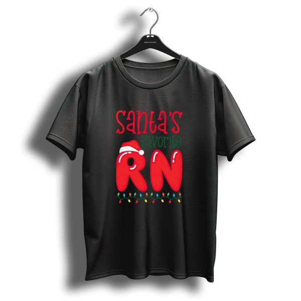 Santas Favorite Rn Funny Christmas Nurse Illuminated Holiday Lights T Shirt 1 t shirt 1