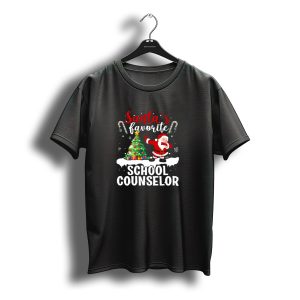Santa'S Favorite School Counselor Christmas Tree Candy Canes Snowflakes T-Shirt