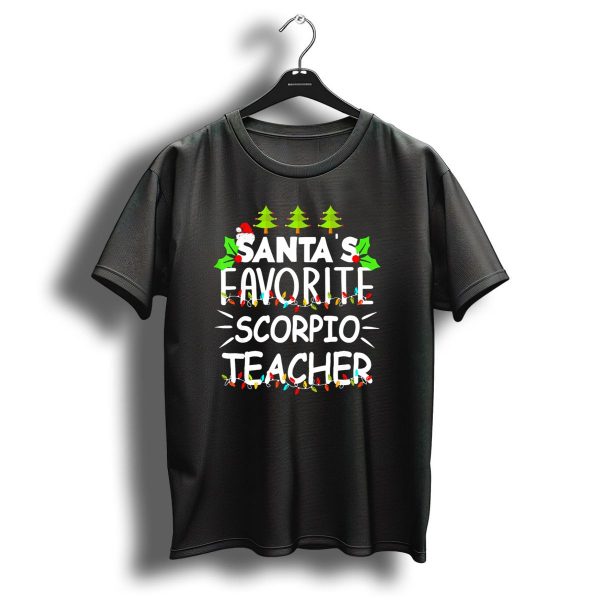Santas Favorite Scorpio Teacher Christmas Lights And Trees T Shirt 1 t shirt 1