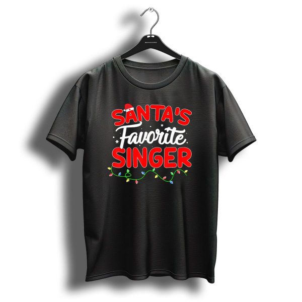 Santas Favorite Singer Christmas Lights Festive Hat T Shirt 1 t shirt 1