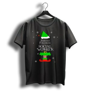 Santas Favorite Social Worker Santa Christmas Elf T-Shirt