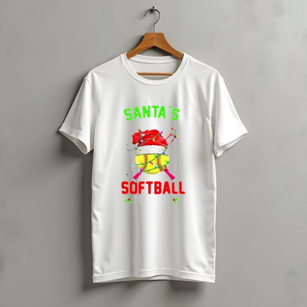 Santas Favorite Softball Christmas Player T Shirt t shirt 1