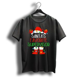 Santas Favorite Supervisor Christmas Lights Hat And Boots T Shirt