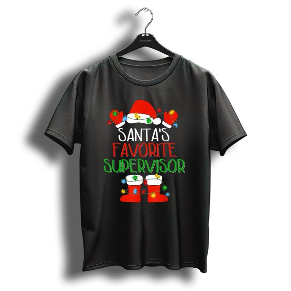 Santas Favorite Supervisor Christmas Lights Hat And Boots T Shirt 1 t shirt 1