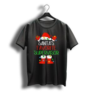 Santa'S Favorite Supervisor Christmas Lights Hat And Boots T-Shirt