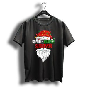 Santas Favorite Surveyor Christmas Lights Beard T Shirt