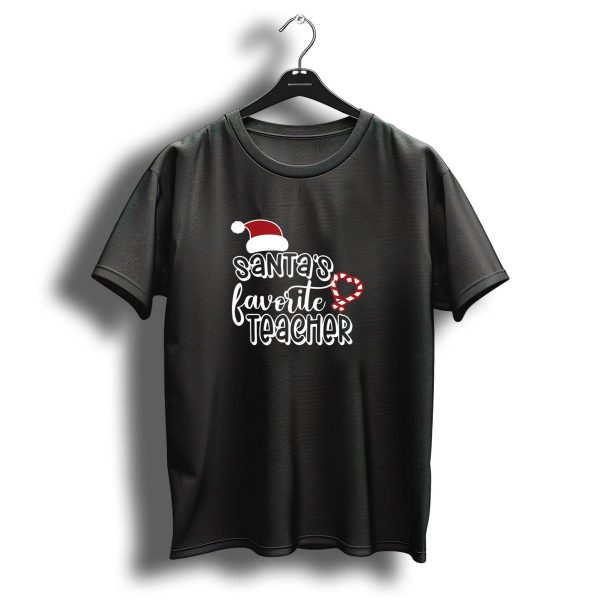Santas Favorite Teacher Christmas Candy Cane Heart T Shirt 1 t shirt 1