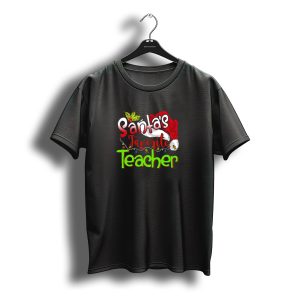 Santa'S Favorite Teacher Christmas Santa Hat Lights T-Shirt