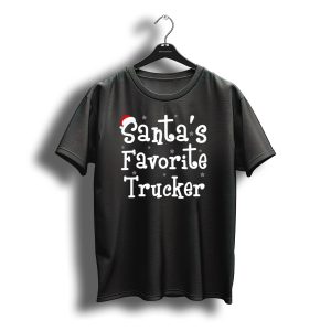 Santa'S Favorite Trucker Christmas Hat Snowflakes Holiday T-Shirt