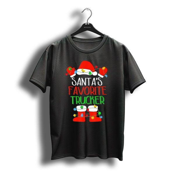 Santas Favorite Trucker Festive Christmas Hat And Boots With Lights T Shirt t shirt 1