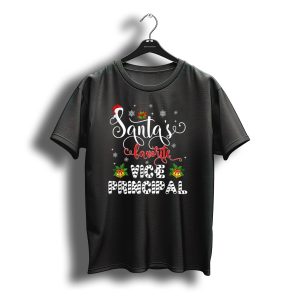 Santa'S Favorite Vice Principal Christmas Holiday Snowflakes And Bells T-Shirt