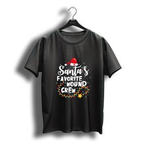 Santa'S Favorite Wound Crew Christmas Nurse Hat Lights T-Shirt