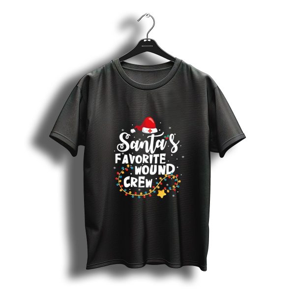 Santas Favorite Wound Crew Christmas Nurse Hat Lights T Shirt t shirt 1