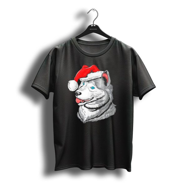 Santas Hat Wolf Dog Woofy Christmas Pet T Shirt t shirt 1